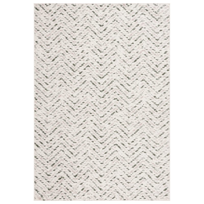 SAFAVIEH Adirondack Hildegard Chevron Distressed Rug - 6' Square - Ivory/Dark Green