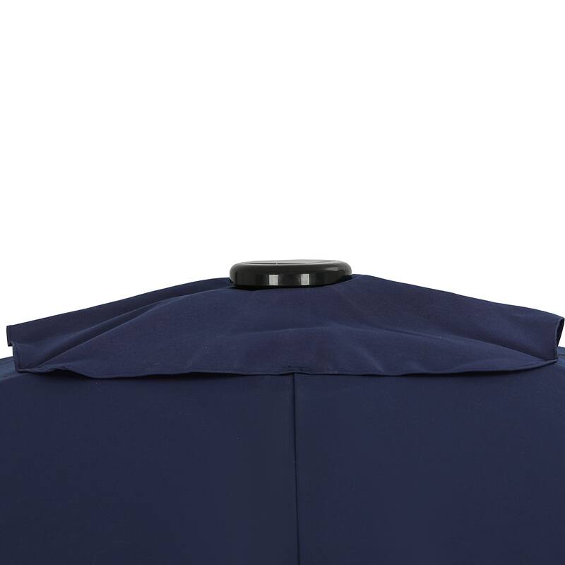 Island Umbrella Nassau 6.5-ft x 10-ft Rectangular Market Umbrella with LED Bulb Lights - Breez-Tex Canopy