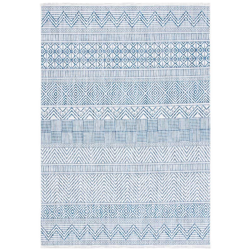 SAFAVIEH Courtyard Zorana Indoor/ Outdoor Waterproof Patio Backyard Rug - 2' x 3'7" - Ivory/Navy