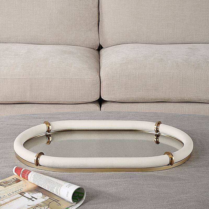 Uttermost 18229 Cyprus, 24" Wide Aluminum, Steel, and Glass Tray