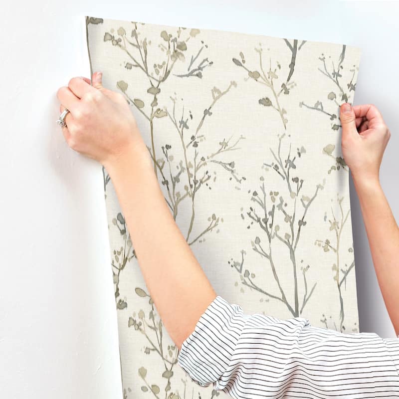 A-Street Prints Silverling Neutral Budding Branches Wallpaper