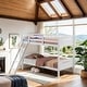 preview thumbnail 2 of 34, Luxury Twin-over-Twin Bunk Bed with Angled Ladder, White