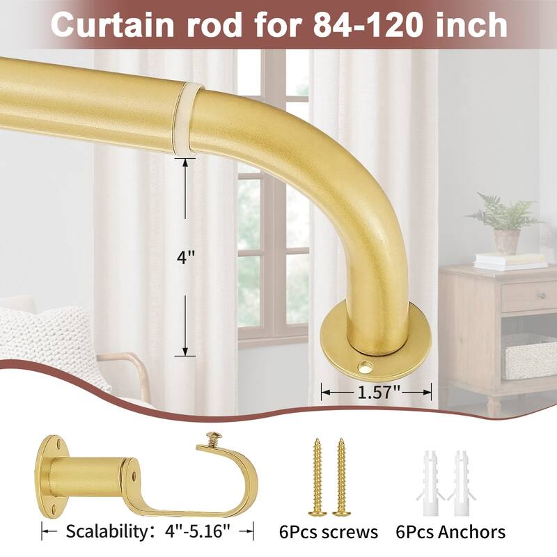 Meriville 1-Inch Diameter Wrap Around Blackout Curtain Rod, Round Base