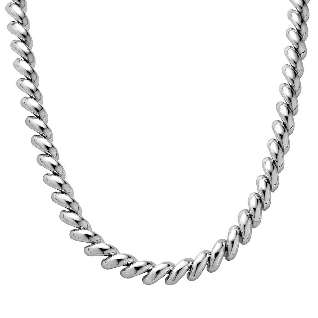 Fremada Sterling Silver Rhodium Plated 9.3mm San Marco Link Necklace