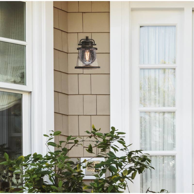 Westinghouse Lighting Emma Jane One Light Outdoor Wall Fixture with Dusk to Dawn Sensor, Amber Bronze Finish, Clear Seeded Glass - 1-Light - Amber Bronze