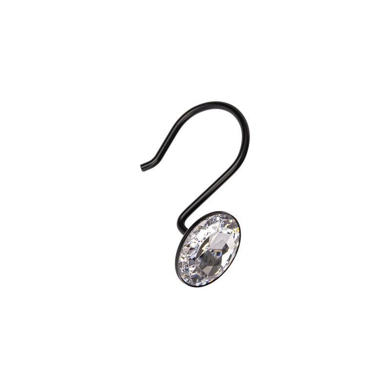 Utopia Alley Shower Curtain Hooks for Bathroom, Rust Resistant Shower Curtain Hooks Rings, Crystal Design, Set of 12