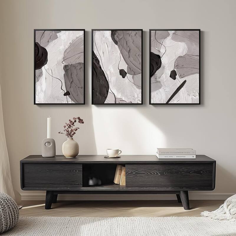 Black and White Gray Modern Abstract Wall Art