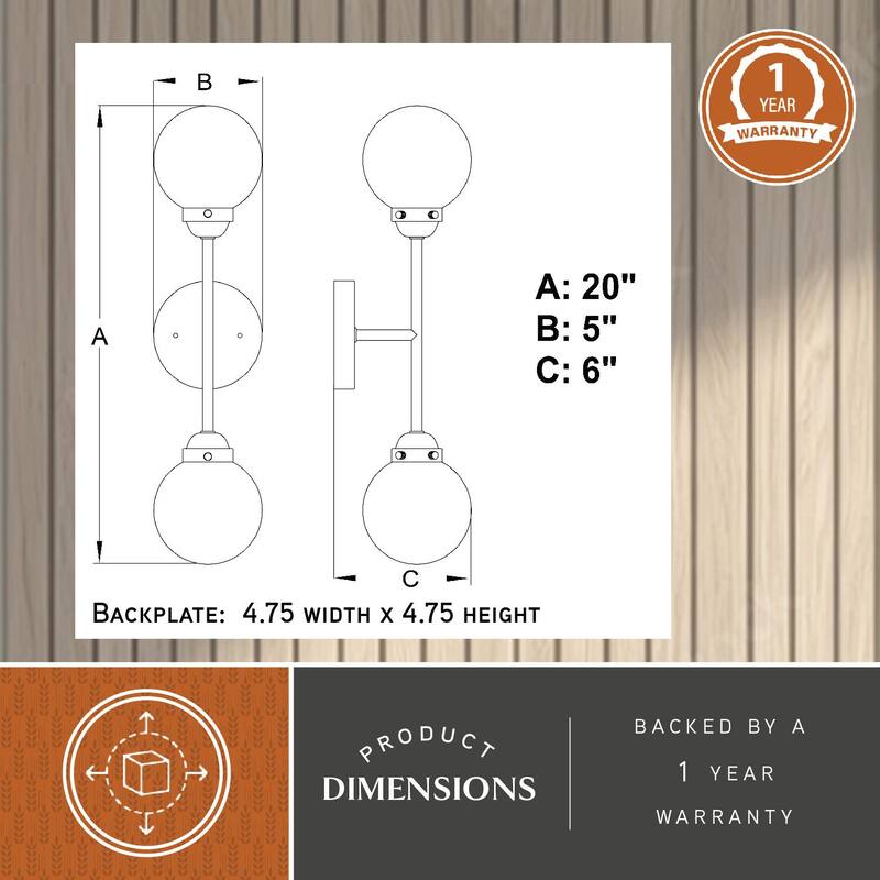 Industrial Wall Sconce - 2 Light Brass Bronze Globe - MCM Style Lighting - 20