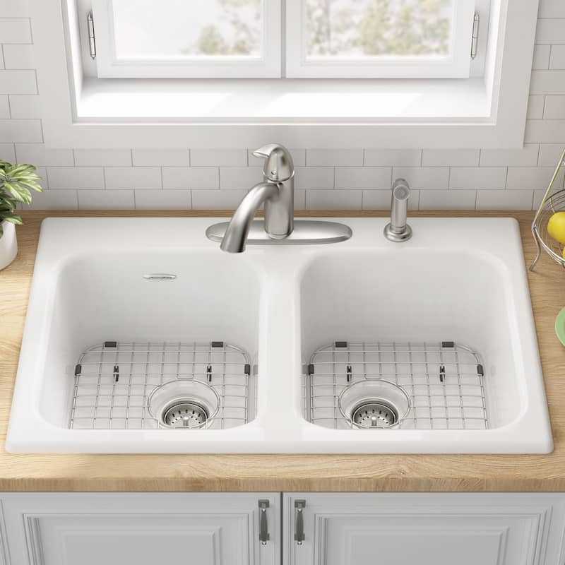 American Standard Quince 32-7/8" Drop In Double Basin Cast Iron