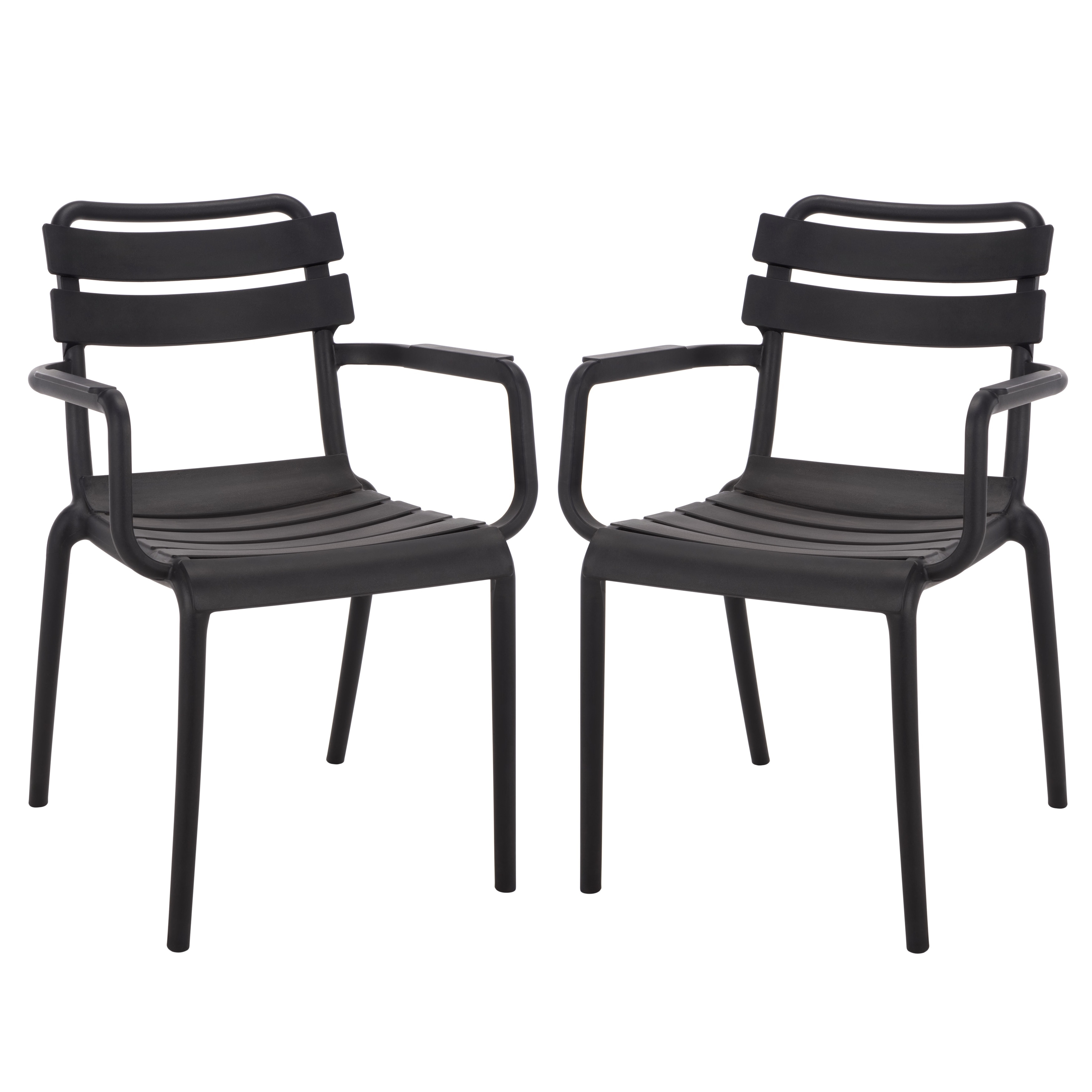 SAFAVIEH Outdoor Living Sarah Stacking Dining Armchair (Set of 2) - 21"W x 23"D x 32"H