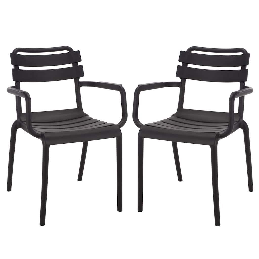 SAFAVIEH Outdoor Living Sarah Stacking Dining Armchair (Set of 2) - 21"W x 23"D x 32"H