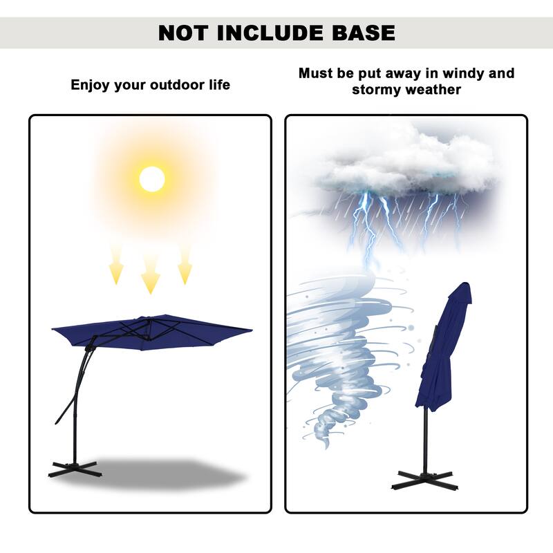 Clihome 10ft Outdoor Patio Cantilever Umbrella with Stand