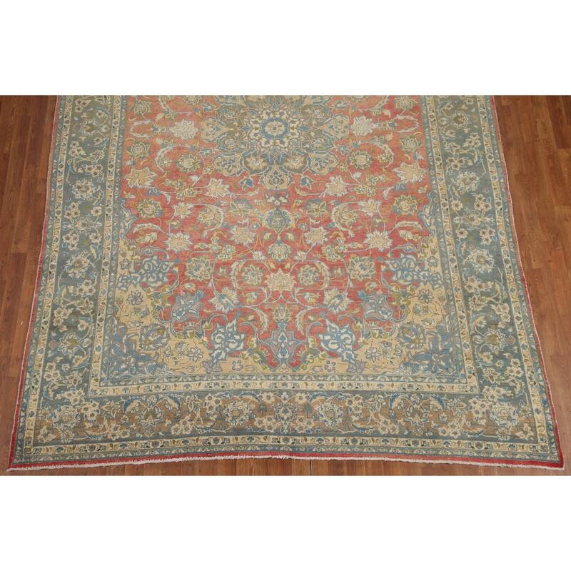 Hand Knotted Oriental 100% Wool Carpet Traditional Floral Oranges & Rust Najafabad Area Rug - 12' 3'' X 8' 1''