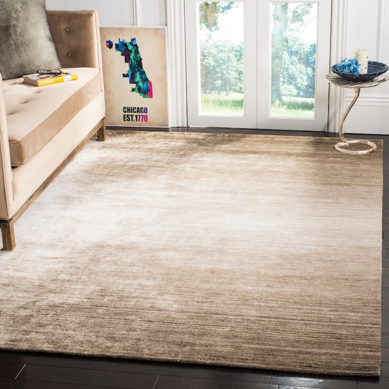 SAFAVIEH Handmade Mirage Miwako Modern Abstract Viscose Rug - 9' x 12' - Champagne