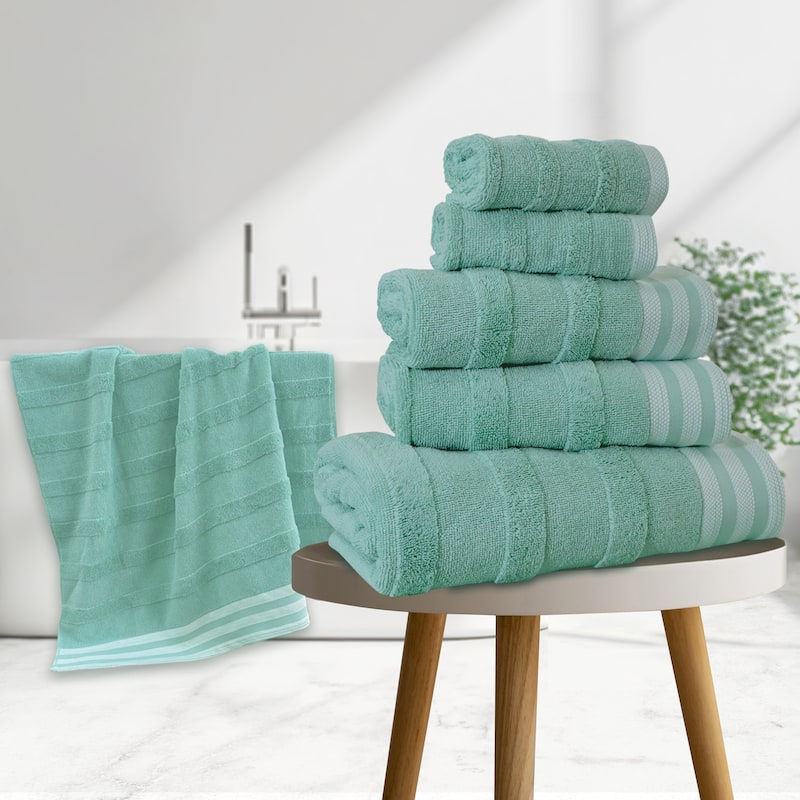 Kathy Ireland 6-Piece Jacquard Stripe Kyoto Towel Set - Sage