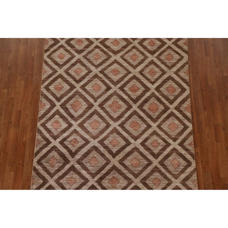 Geometric Gabbeh Kashkoli Oriental Area Rug Hand-knotted Wool Carpet - 5'2" x 7'10"