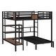 preview thumbnail 5 of 10, Queen Over Twin Bunk Bed with Storage Area Shelves Hangers Noise Reduced Black