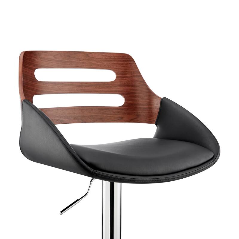 Karter Faux Leather and Wood Adjustable Swivel Bar Stool