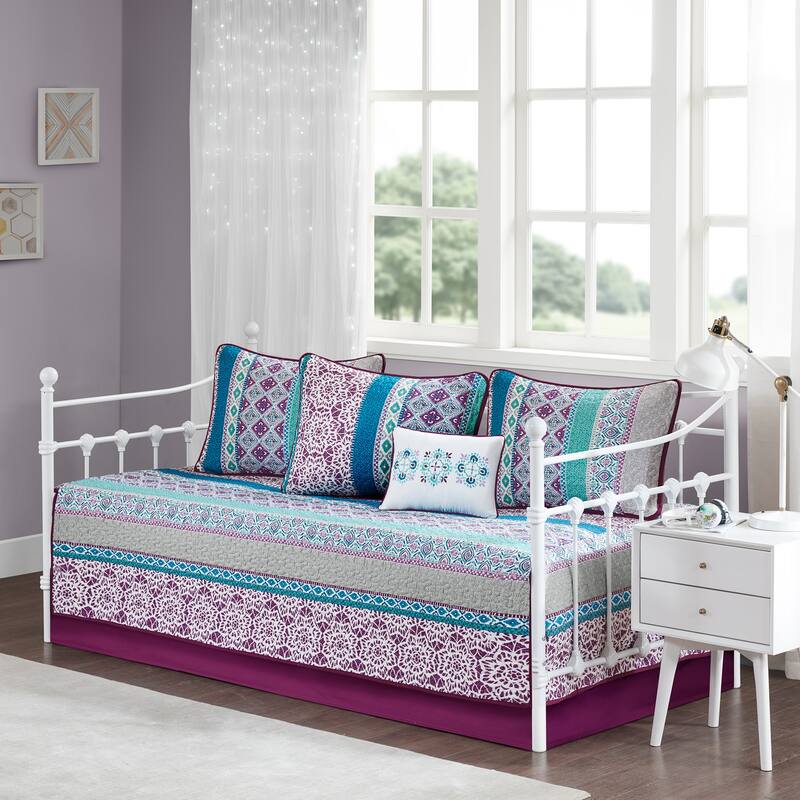 Adley Purple 6 Piece Reversible Daybed Set by Intelligent Design
