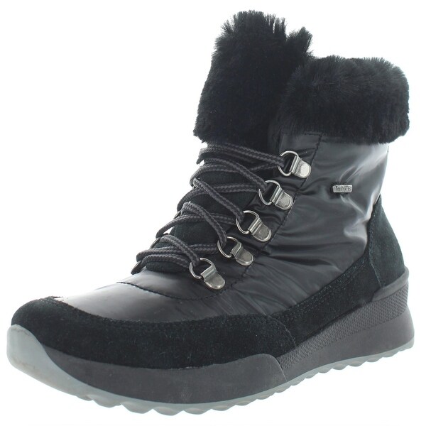 black fur lined ankle boots