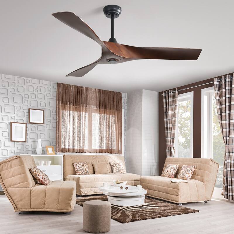 52 Inch Modern Ceiling Fan With 3 ABS Blades Remote Control Reversible DC Motor Without Light For Living Room