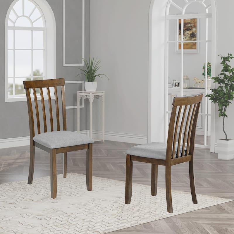 Set of 4 Wooden Dining Chairs with Padded Seats