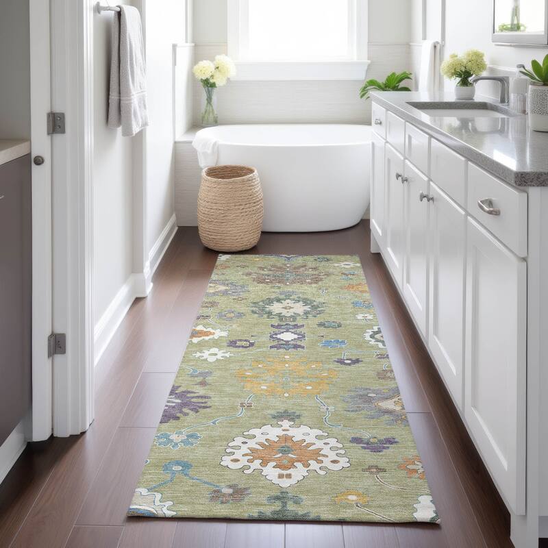 Machine Washable Indoor/ Outdoor Traditonal Delhi Chantille Rug