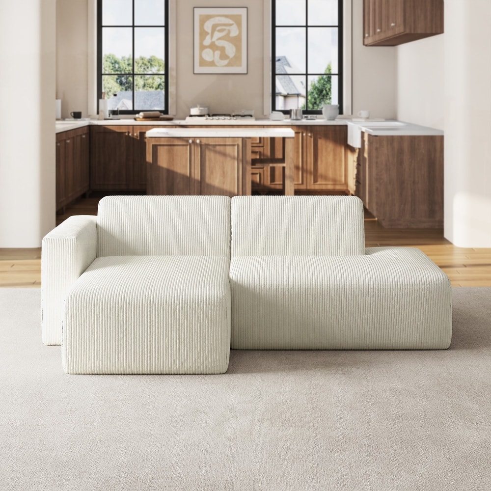 94" W Corduroy Upholstered No Assembly Required Modular Sectional Sofa