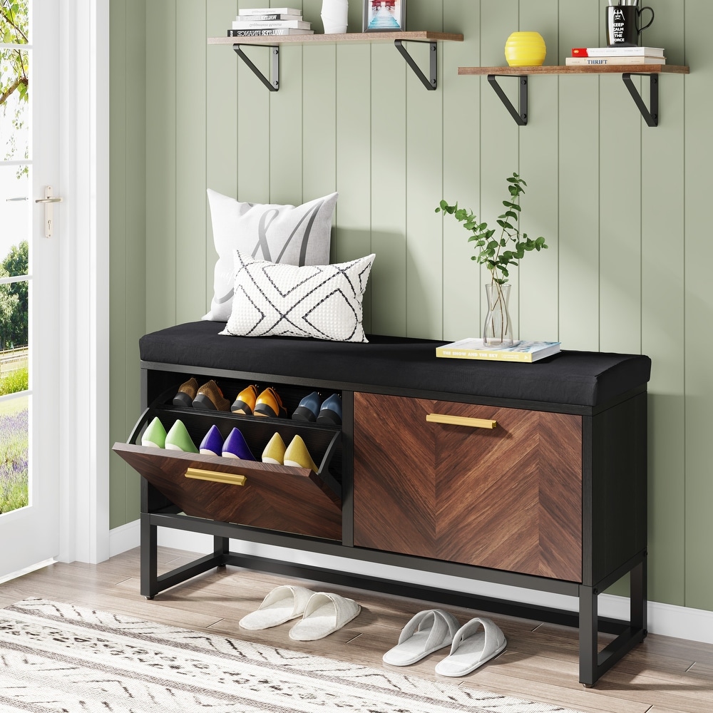 Shoe storage bench shop black