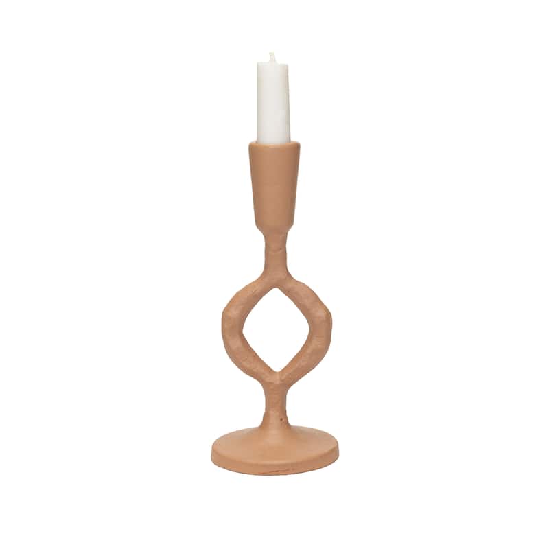 Decorative Cast Metal Taper Candle Holder - 3.1"L x 3.1"W x 7.6"H