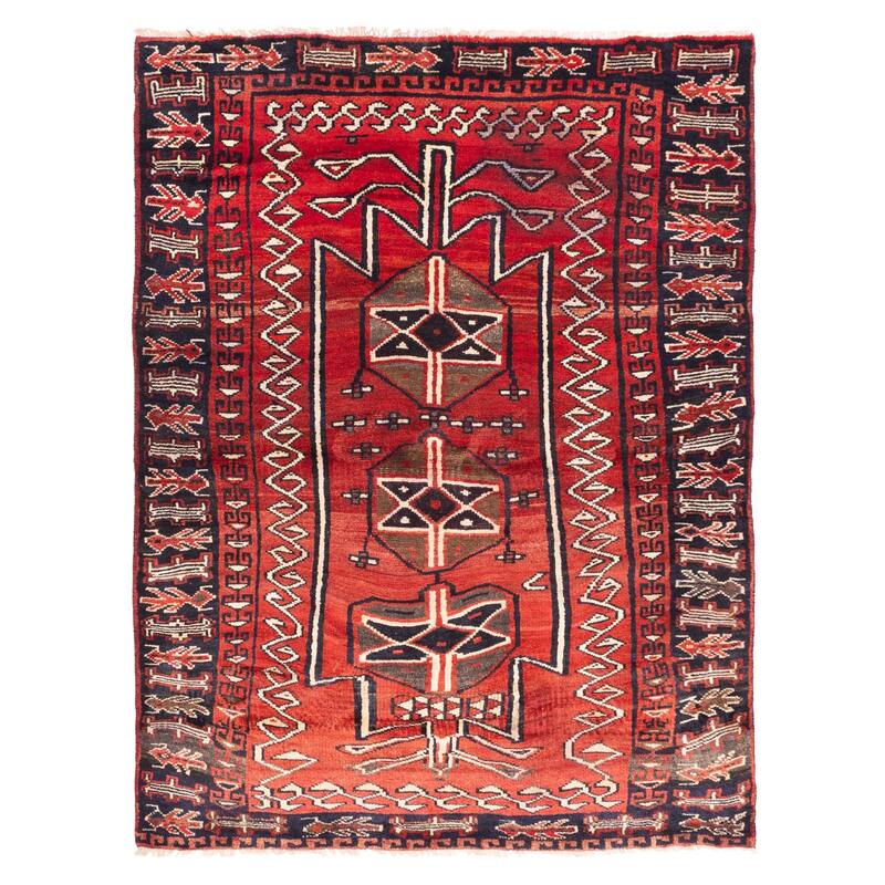 ECARPETGALLERY Hand-knotted Melis Red Wool Rug - 4'6 x 6'2