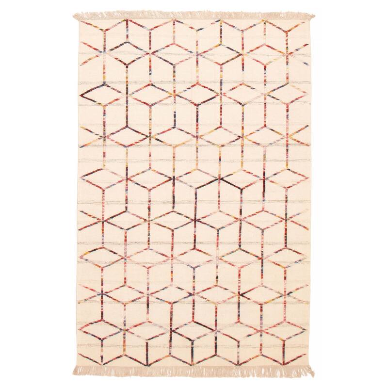 Marrakech Cream Kilim 5'1" x 8'0" - 5'1 x 8'0 - Cream - 5'1 x 8'0