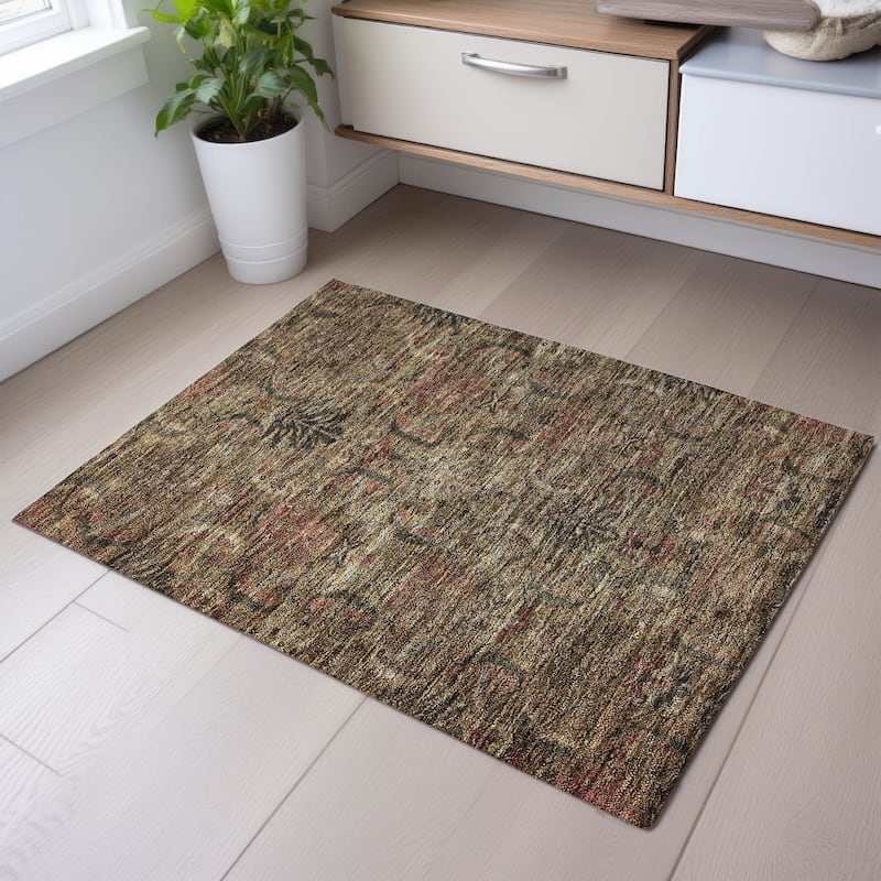 Premium Washable Super Soft Traditional Mayfield Rug - Brown - 1'8" x 2'6"