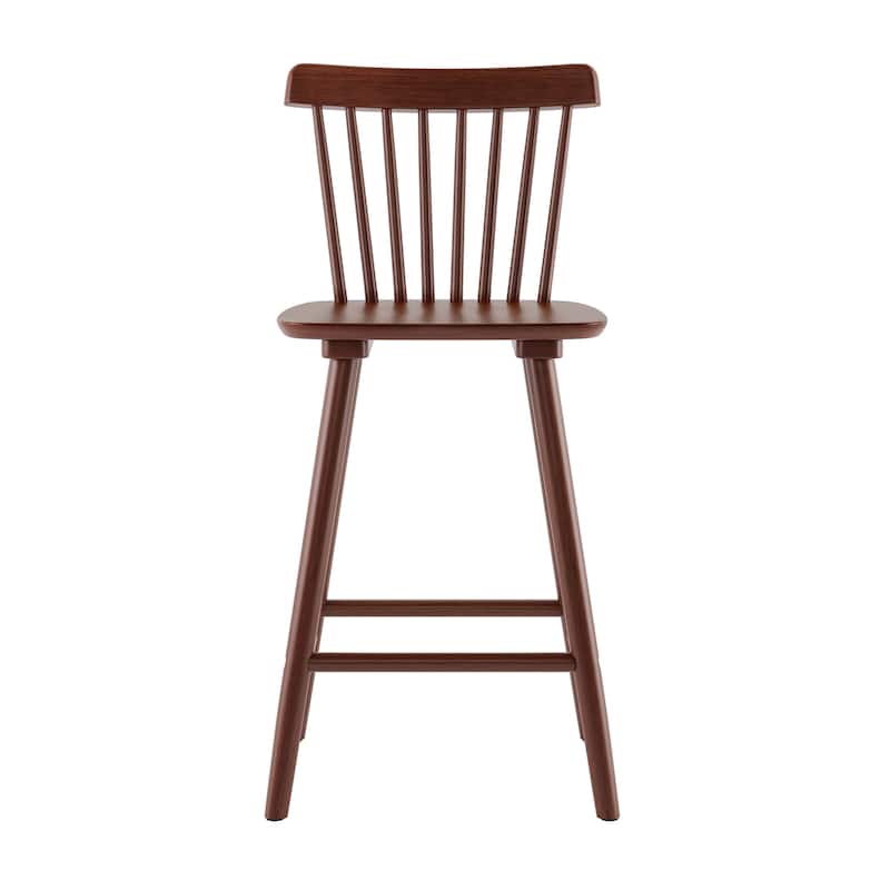 24 in. Windsor Wooden Bar Stools with Low Back Farmhouse Solid Wood Counter Stools - 16.9 in. W x 16.9 in. D x 37 in. H