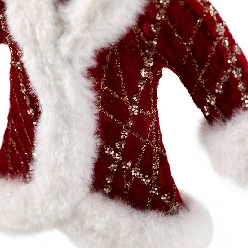 Glittered Winter Coat with Plush Trim Christmas Ornament - 6.5" - Red