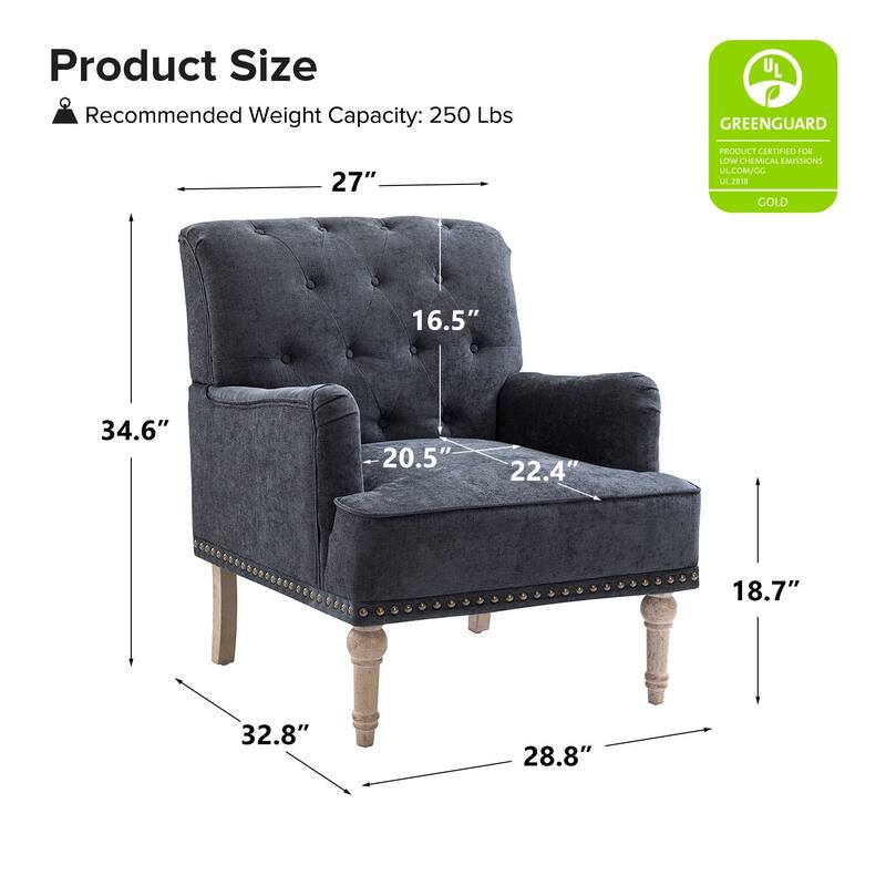Geltrude Traditional Upholstered Accent Chair with Button Tufted Back Set of 2 by HULALA HOME