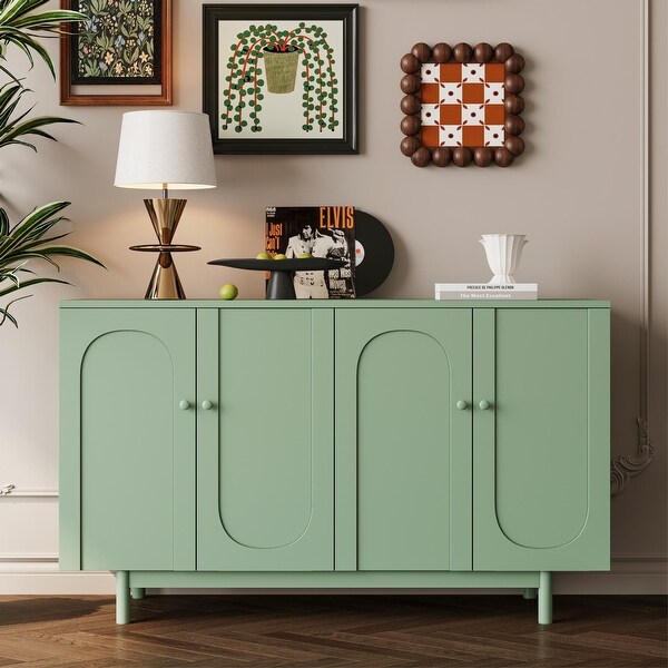 Mint Green Storage Cabinet with Adjustable Shelves and Durable MDF Construction for Living Room or Office