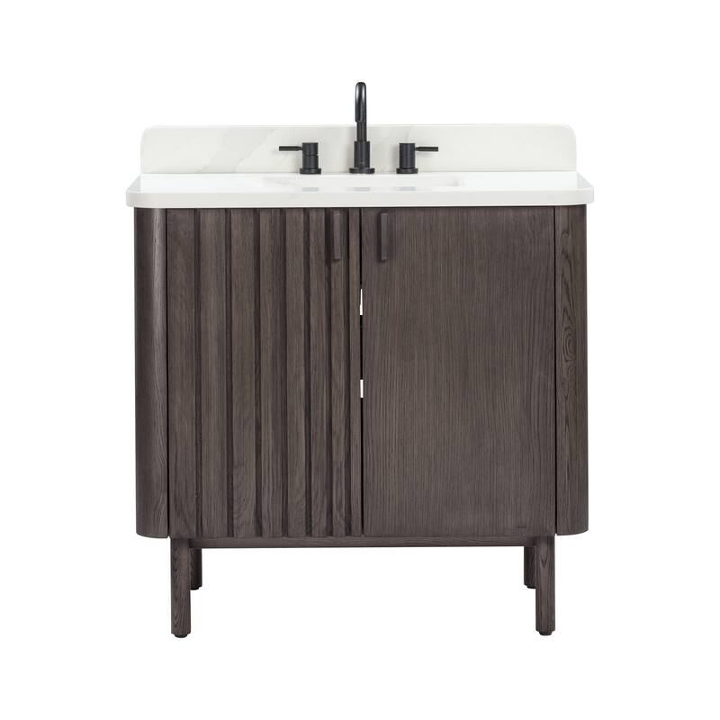 Avanity Blakely 37 in. Vanity Combo in Brown Oak finish with Calacatta Quartz Top