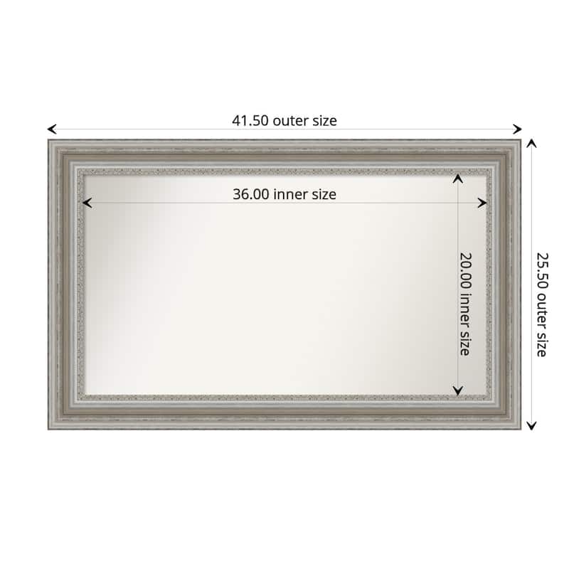 Parlor Silver Framed Non-Beveled Custom Wall Mirror, Bathroom Vanity Mirror - Outer Size: 41.5 x 25.5