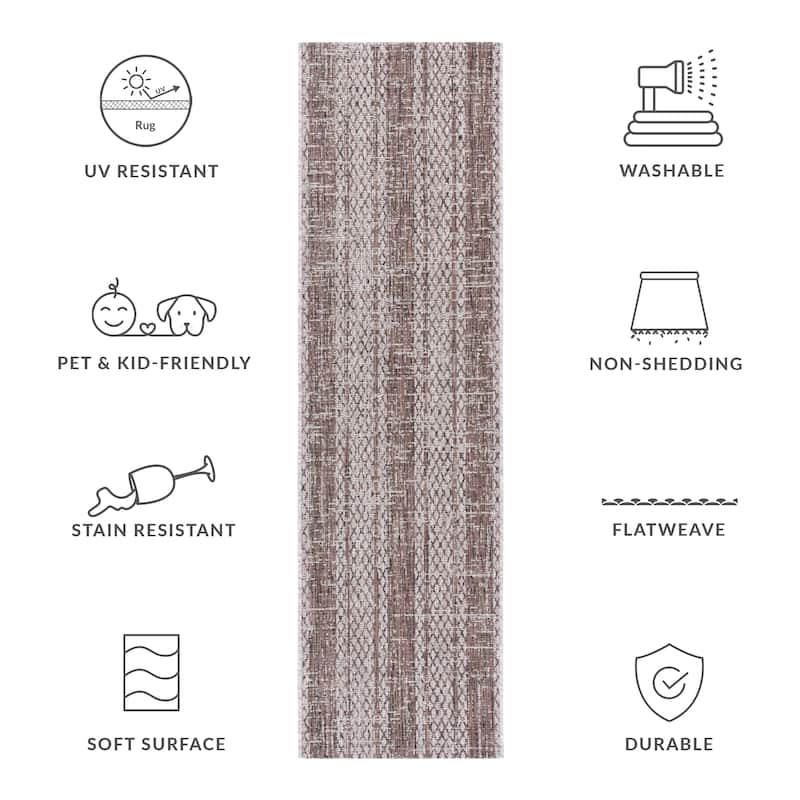 SAFAVIEH, Courtyard Marlotte Stripe Indoor/ Outdoor Waterproof Patio Backyard
