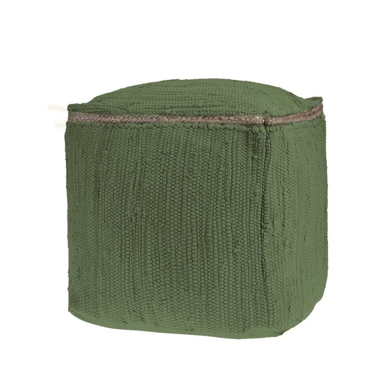 HomeRoots 18" Dark Gray And Natural Cotton And Jute Cube Pouf Ottoman