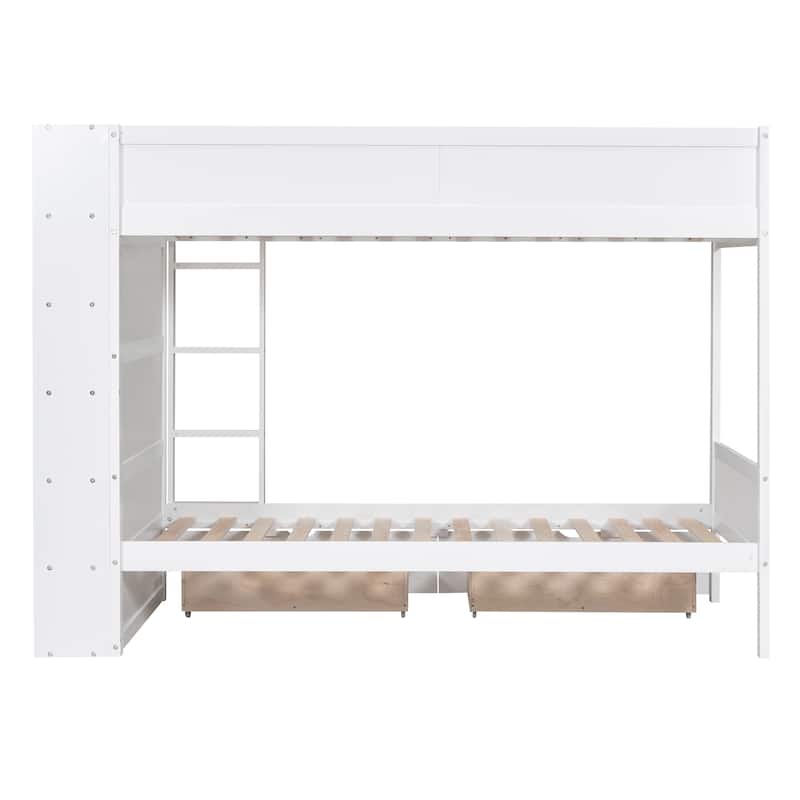 Wood Bunk Bed with Drawers