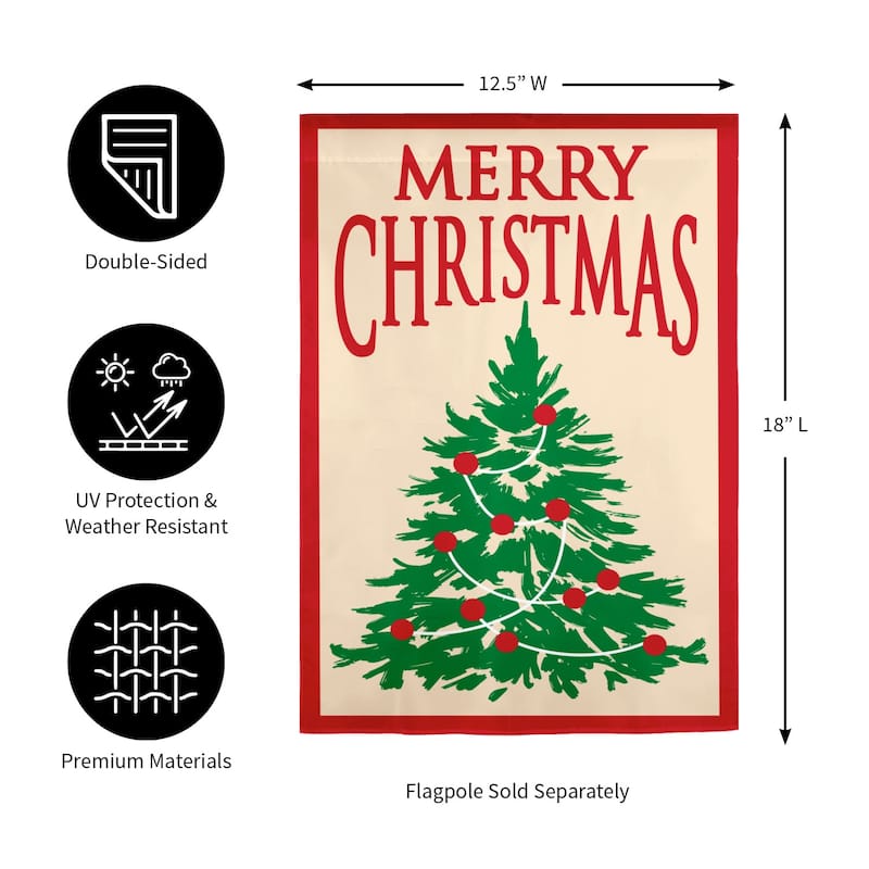 Decorated Christmas Tree Garden Applique Flag