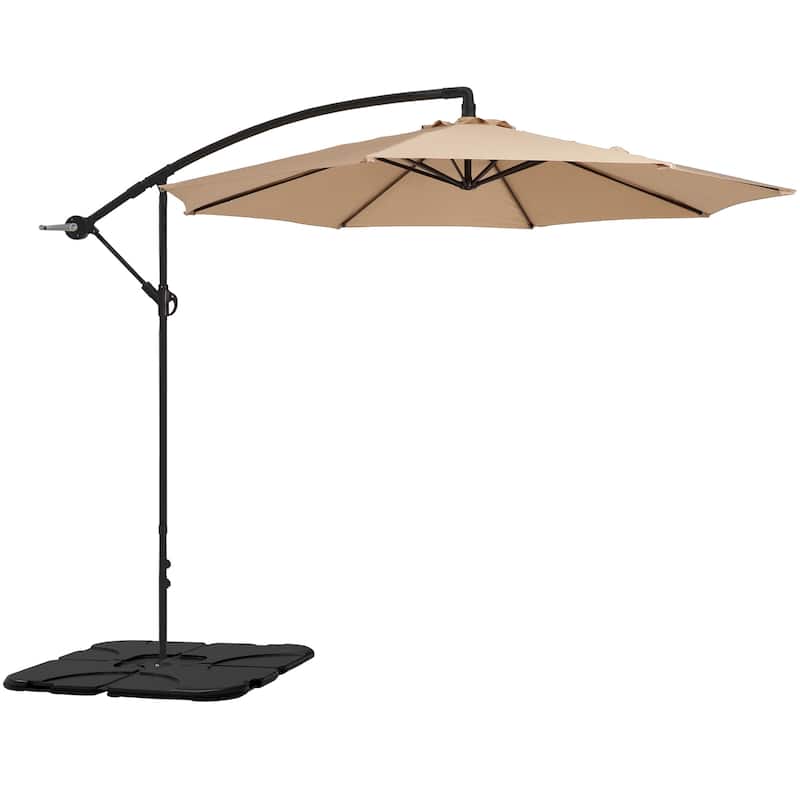 Offset Patio Umbrella 10Ft Cantilever Outdoor Umbrella with Base Included by Villacera (Beige)