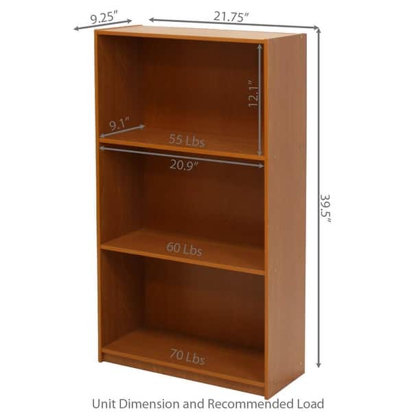 Light Cherry Finish 3 Tier Storage Shelves Bookcase On Sale Overstock 29063722 Check out our 3 shelf bookcase selection for the very best in unique or custom, handmade pieces from our home & living shops. usd