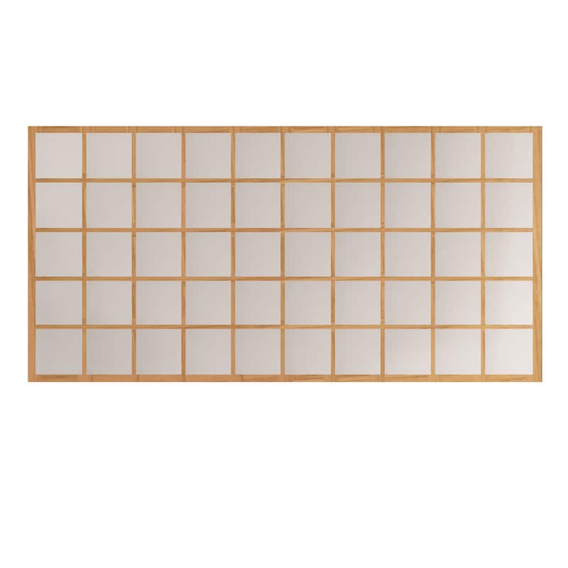 NADAAL STUDIOS Emeren Outdoor Dining Table, Rectangular Tiled Teak Grid Top with Ceramic Inset, Brown