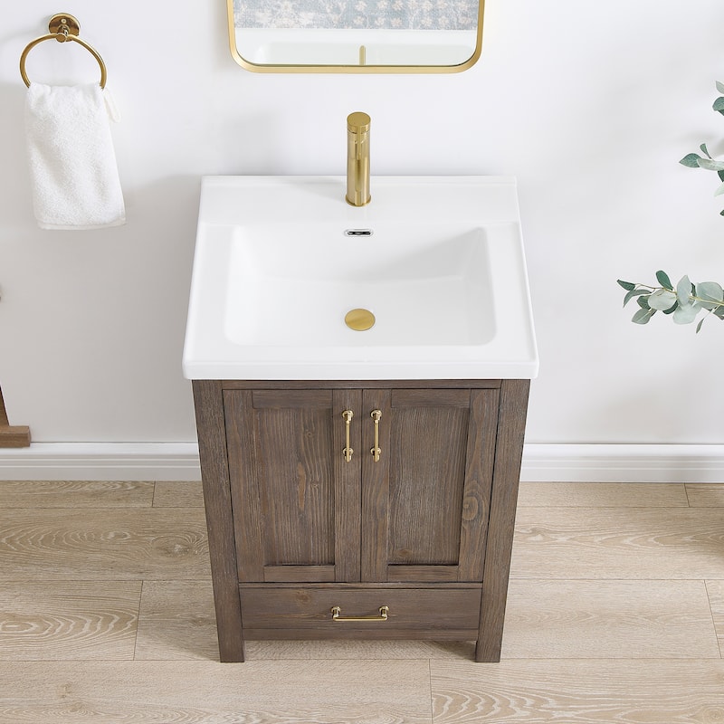 Gela Single Bath Vanity with Ceramic Basin Top without Mirror