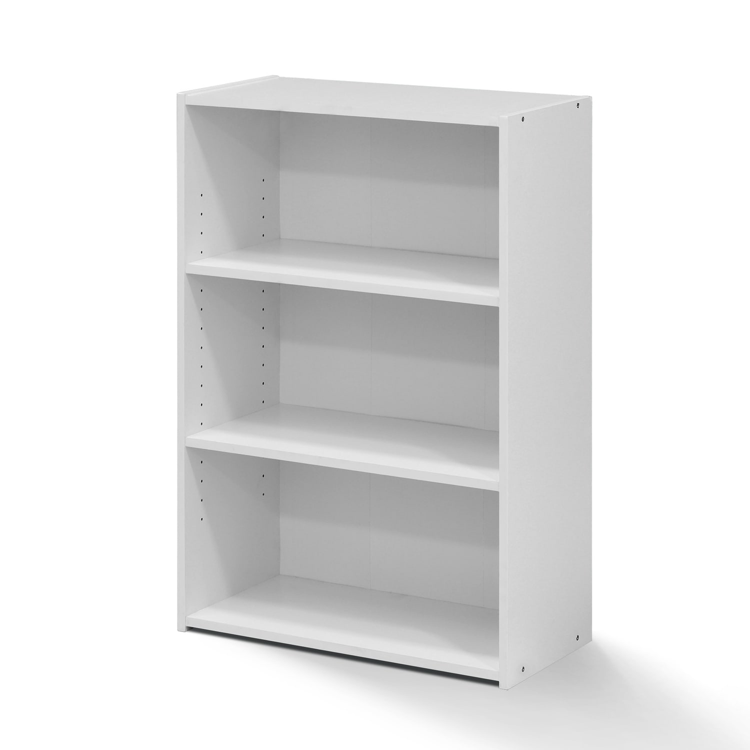 35.3 in. Tall White Wood 3-Shelf Bookcase