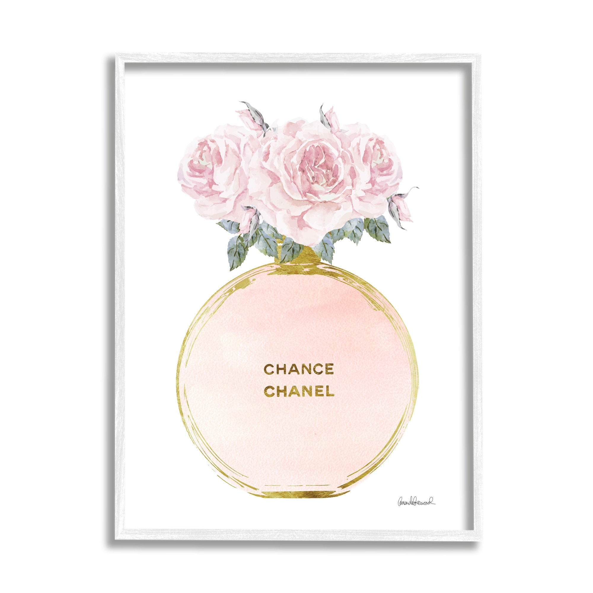 Designart 'Perfume Chanel Five Pink Strokes' French Country Circle