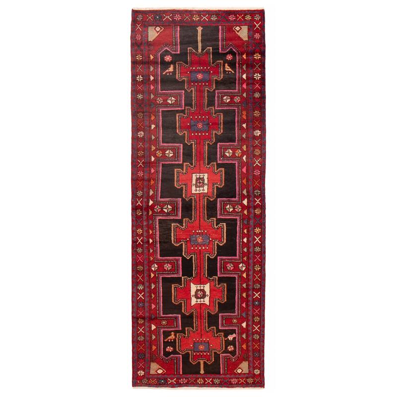 ECARPETGALLERY Hand-knotted Anadol Black, Red Wool Rug - 3'3 x 9'4 - Black/ Red - 3'3 x 9'4